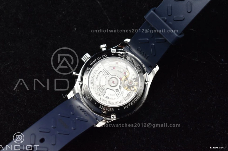 WeatherProof A Blue Chrono Dial Best 1:1 1011 Rubber Edition on Blue White Portuguese IW3716 Z+F Strap 0522